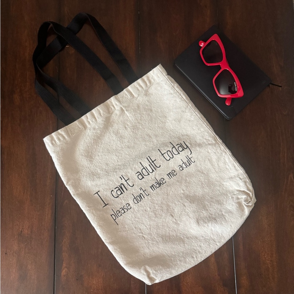 Canvas Tote Bag with Black Handles